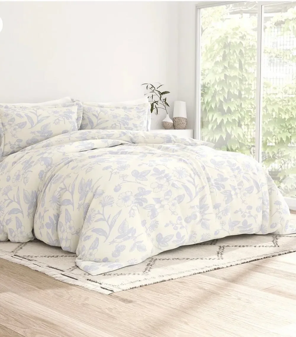garden pattern 3-piece duvet cover set King /Cal King
